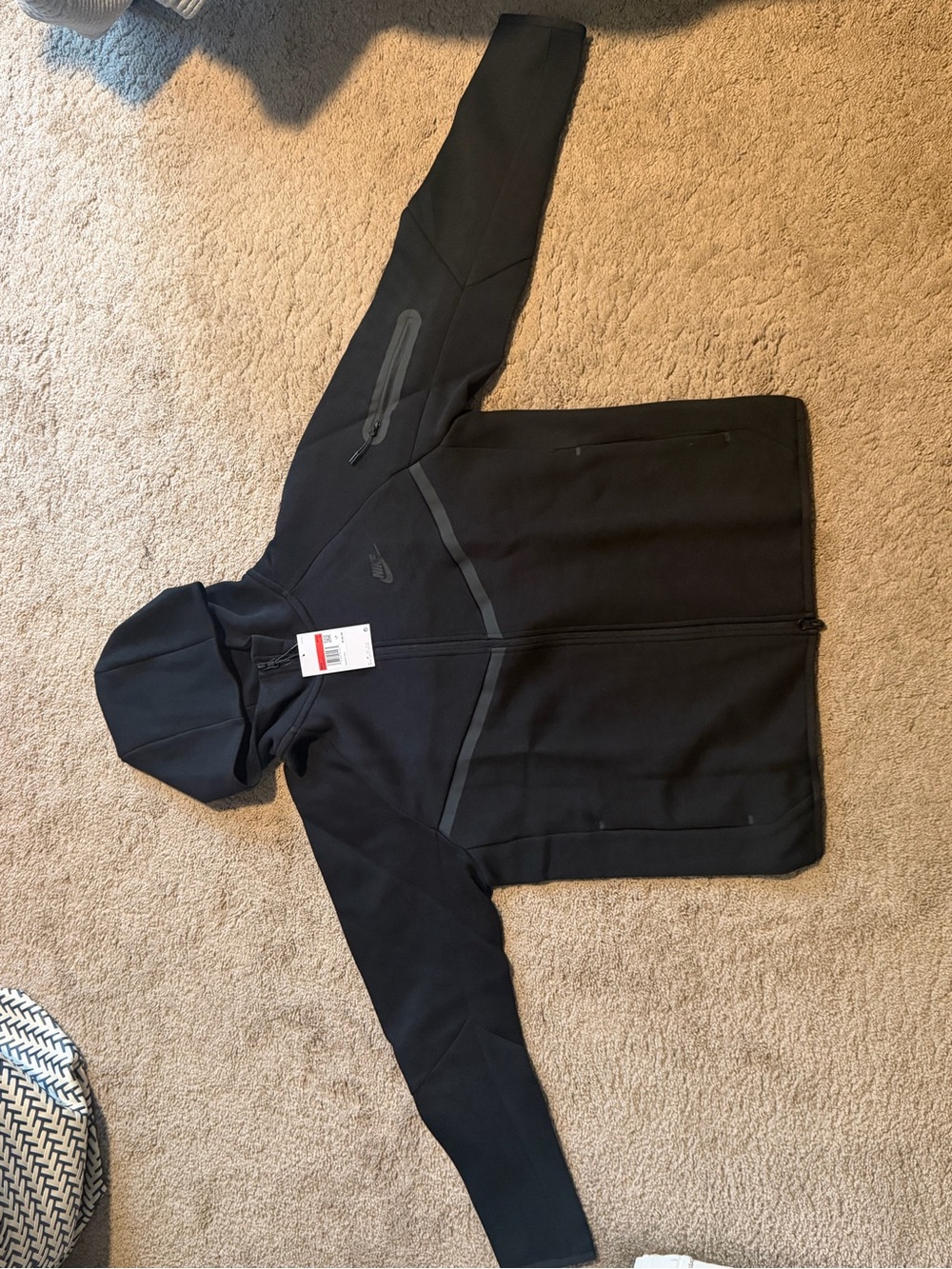 Mens Black Nike Tech Fleece Full‑Zip Hoodie